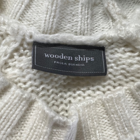 Wooden Ships M/L cream camo star crew neck sweater - Picture 4 of 5